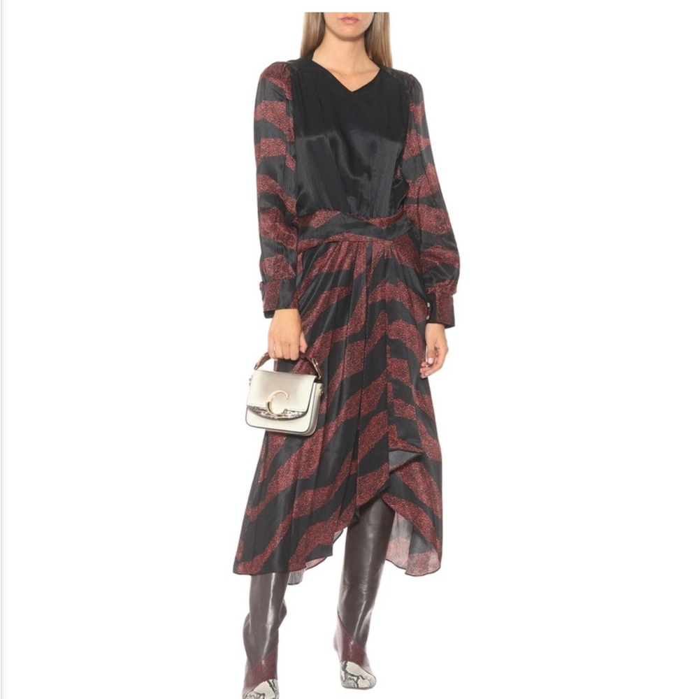 Isabel Marant Black and Red Long Sleeve Dress